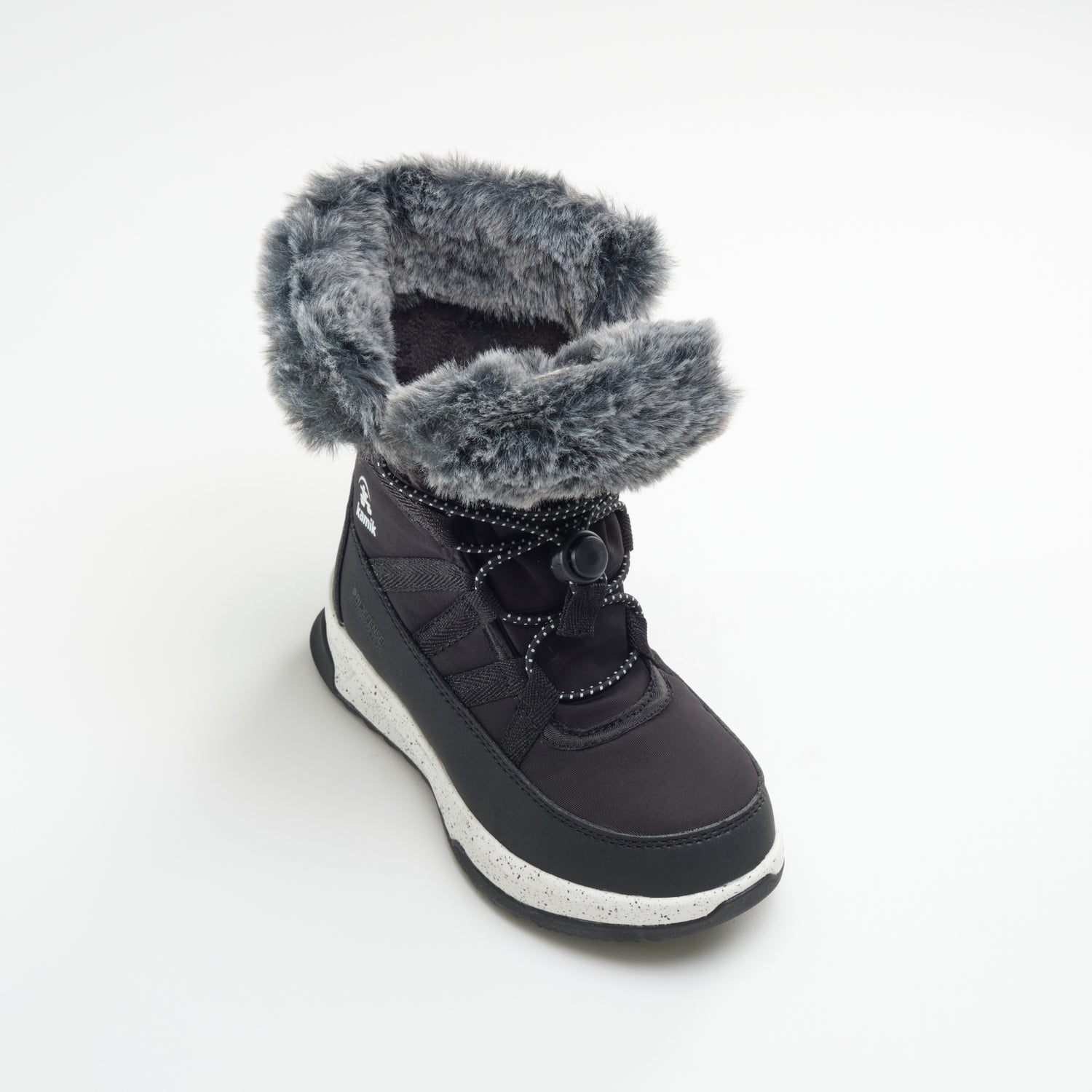 Black,Noir : Stormy F Kids Winter Boots - Three-Quarter Top View