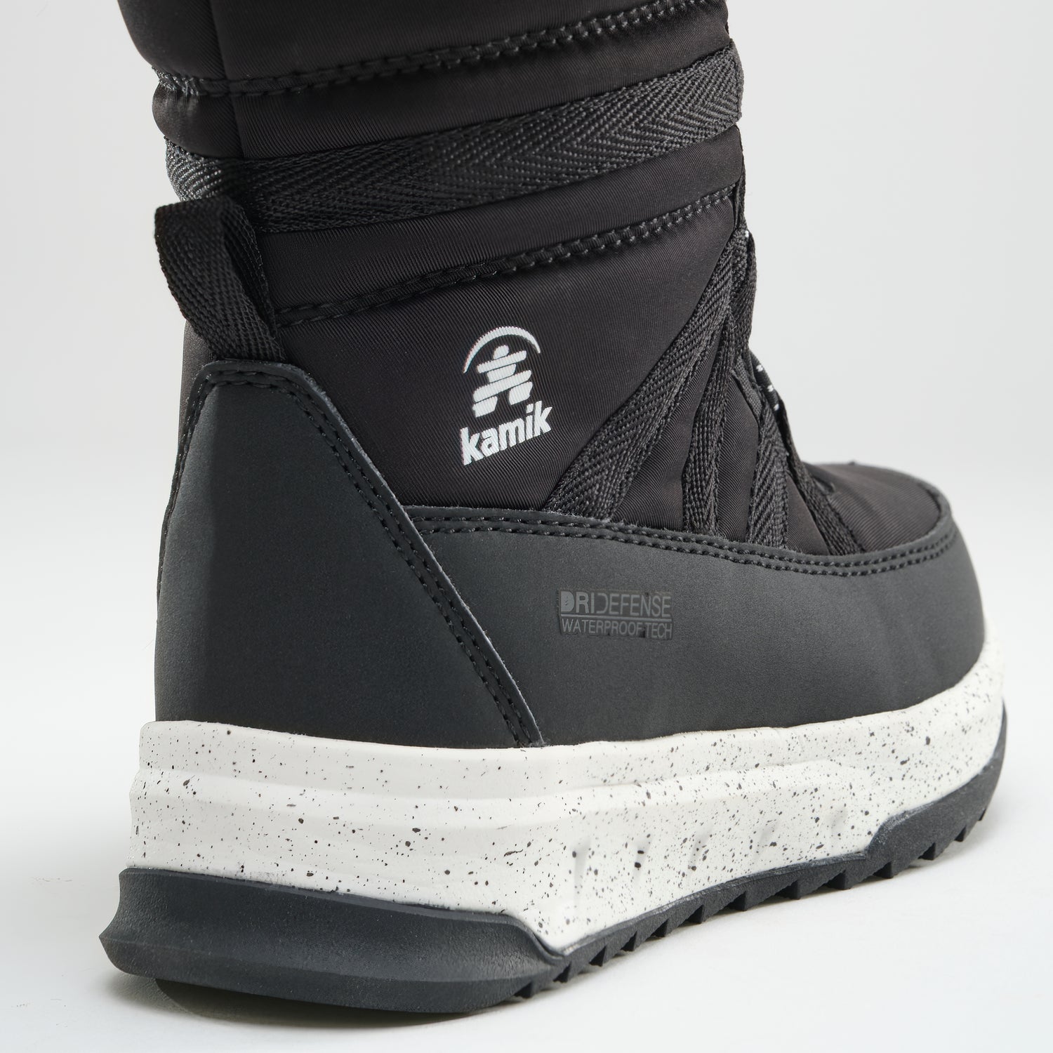 Black,Noir : Stormy F Kids Winter Boots - Three-Quarter Back View